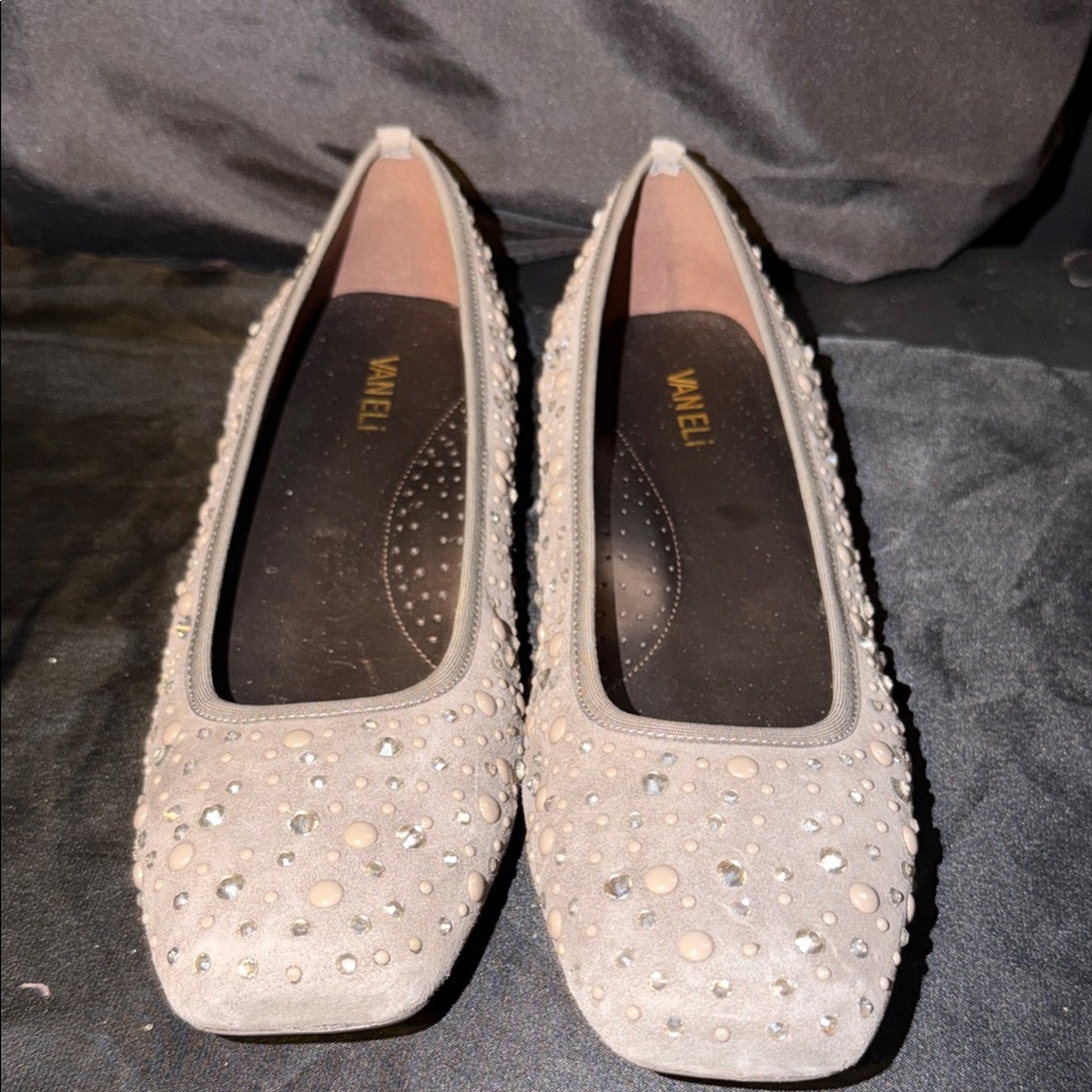 Vaneli Grey Studded Flats